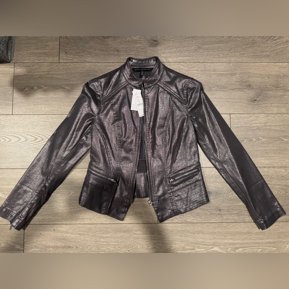 White House Black Market NWT Dark Grey Shimmer Jacket